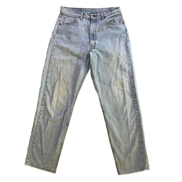 VTG Levis 554 Relaxed 90s Jeans Mens 34x32 Baggy Wide Leg Light Wash USA Made - Picture 1 of 13